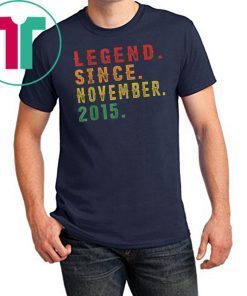 4th Birthday Gifts Vintage Retro Legend Since November 2015 T-Shirt