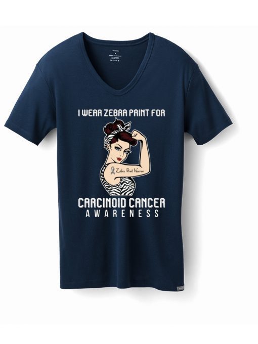 I Wear Zebra Print For Carcinoid Cancer Awareness For Cancer Warrior 2019 T-Shirt