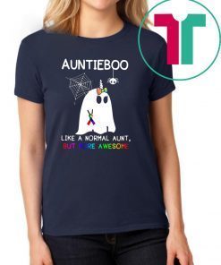 Auntieboo like a normal aunt but more awesome cancer ribbon shirt