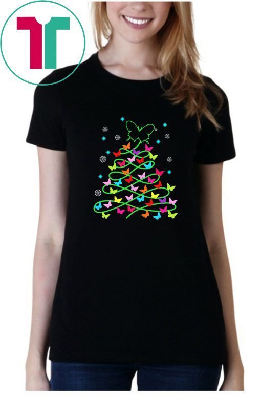 Butterfly Christmas tree Tee Shirt