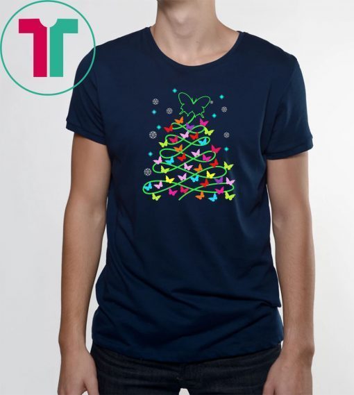 Butterfly Christmas tree Tee Shirt