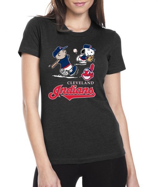 Charlie Brown Snoopy Cleveland Indians Classic Tee Shirt