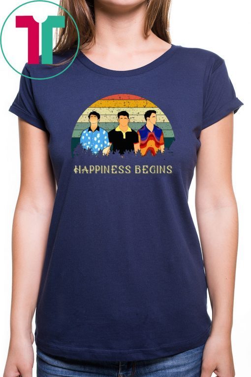 Cool Brothers Happiness Begins Vintage Shirt