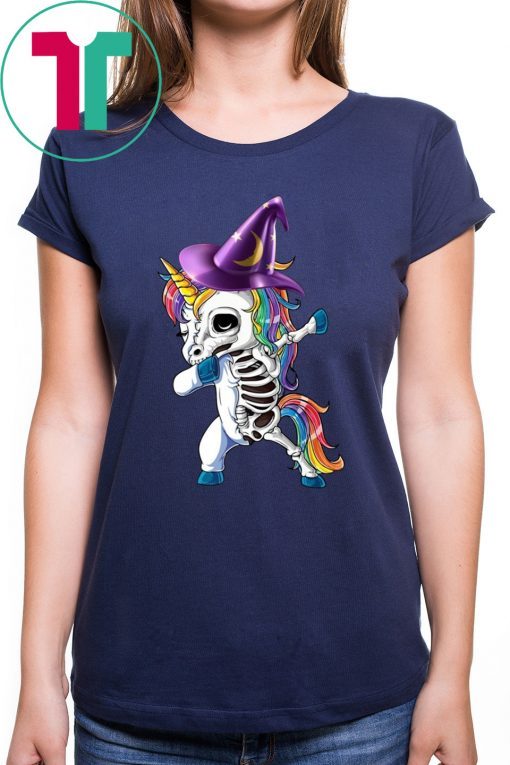 Dabbing Skeleton Unicorn Halloween Kids T-shirt