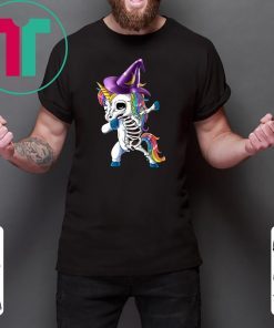 Dabbing Skeleton Unicorn Halloween Kids T-shirt