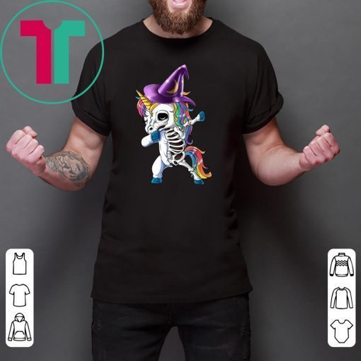 Dabbing Skeleton Unicorn Halloween Kids T-shirt