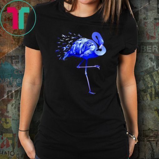 Flamingo Blue Ribbon Colon Cancer Awareness Shirt