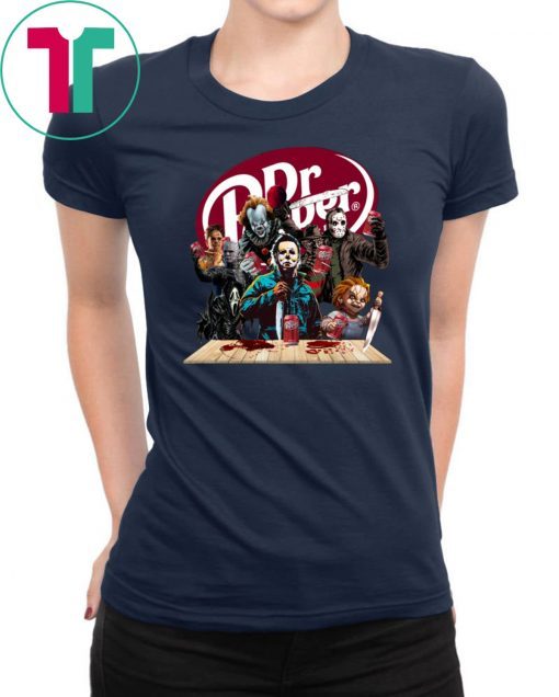 Funny Halloween Horror Characters Drinking Dr Pepper T-Shirt