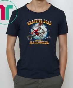 Happy Halloween Skeleton And Bear Riding Broomstick Grateful Dead T-shirt