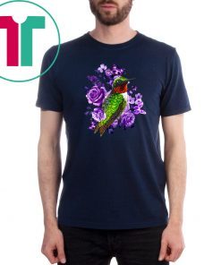 Hummingbird and purple rose flower shirt