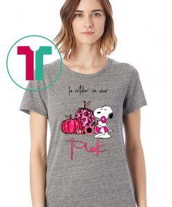 In october we wear pink snoopy pink pumpkin breast cancer awarenes Shirt