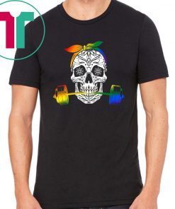 Rainbow Sugar Skull Weight Lifting LGBT T-shirt