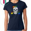 Rainbow Sugar Skull Weight Lifting LGBT T-shirt