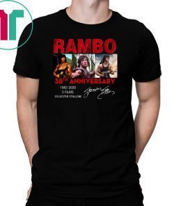 Rambo 38th anniversary 1982-2020 5 films sylvester stallone signature shirt