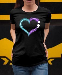 Semicolon Heart Suicide Prevention Awareness T-shirt