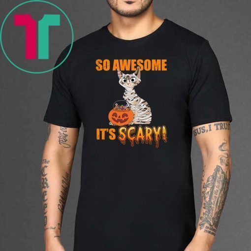 So Awesome It's Scary Mummy Cat Halloween Kid T-shirt