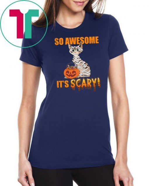 So Awesome It's Scary Mummy Cat Halloween Kid T-shirt