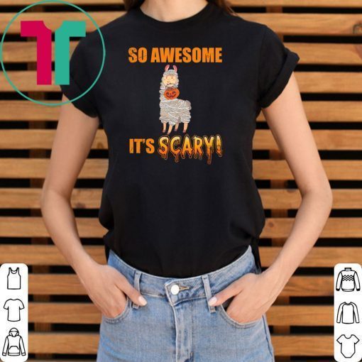 So Awesome It's Scary Mummy Llama Halloween Kid T-shirt