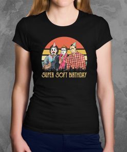 Vintage horror movie characters super soft birthday shirt