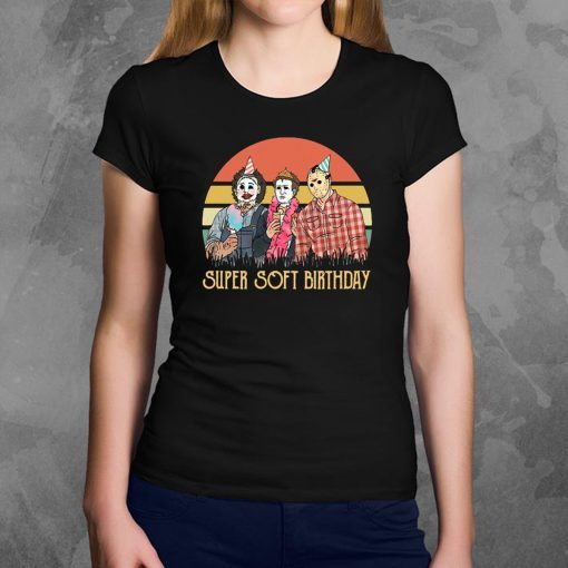 Vintage horror movie characters super soft birthday shirt