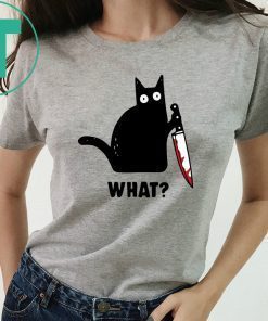 WHAT BLACK CAT HOLDING KNIFE Classic T SHIRT