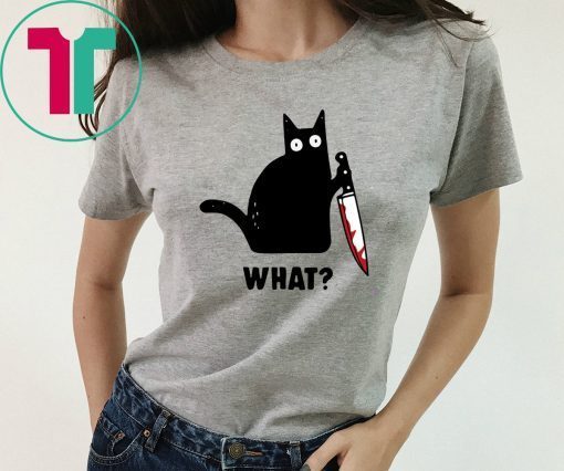 WHAT BLACK CAT HOLDING KNIFE Classic T SHIRT