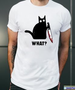 WHAT BLACK CAT HOLDING KNIFE Classic T SHIRT