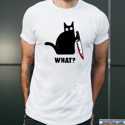 WHAT BLACK CAT HOLDING KNIFE Classic T SHIRT