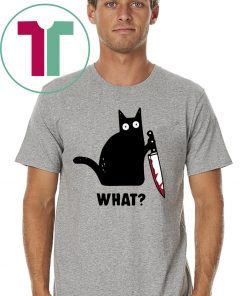 WHAT BLACK CAT HOLDING KNIFE 2019 TEE SHIRT