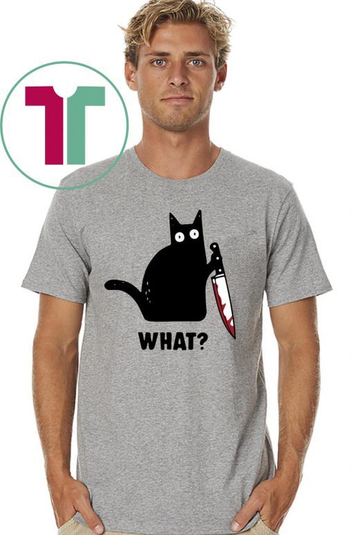 WHAT BLACK CAT HOLDING KNIFE 2019 TEE SHIRT