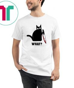 WHAT BLACK CAT HOLDING KNIFE TEE SHIRT For Mens Womens