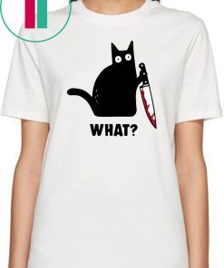 WHAT BLACK CAT HOLDING KNIFE 2019 TEE SHIRT