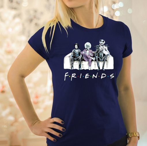 friends tv show beetlejuice edward scissorhands and jack skellington shirt