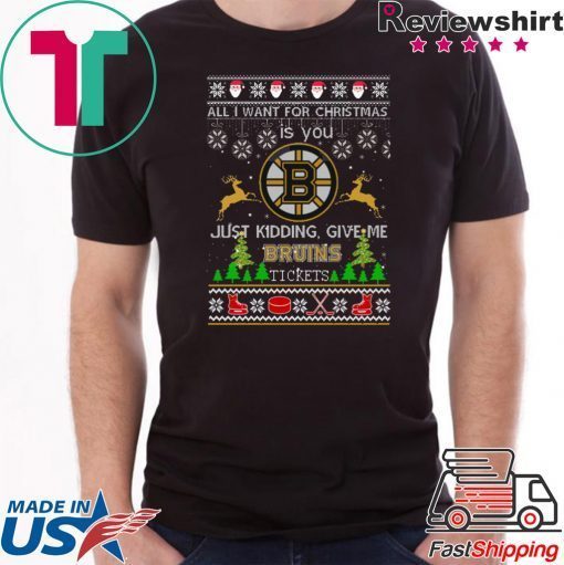 All I Want For Christmas Is You Boston Bruins Ice Hockey Ugly Christmas T-Shirt