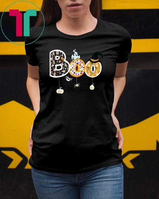 Boo Halloween Costume Spiders, Ghosts, Pumkin & Witch Hat T-Shirt