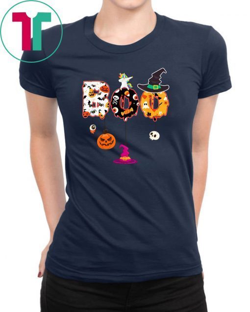 Boo Halloween Costume Unicorn Dabbing, Pumkin & Witch Hat T-Shirt