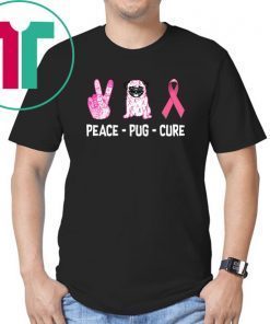 Breast Cancer Peace Pug Cure shirt