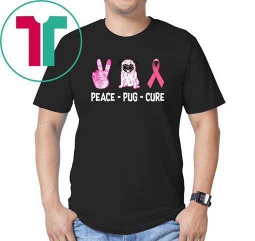 Breast Cancer Peace Pug Cure shirt