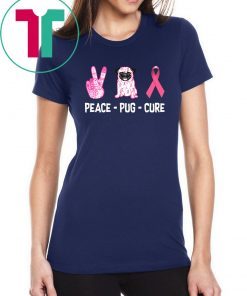 Breast Cancer Peace Pug Cure shirt