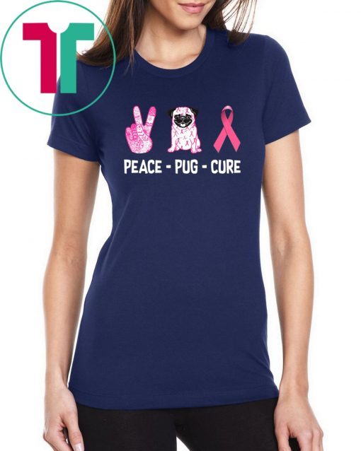 Breast Cancer Peace Pug Cure shirt