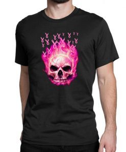 Breast cancer awareness fire skull Shirt