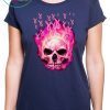 Breast cancer awareness fire skull Shirt