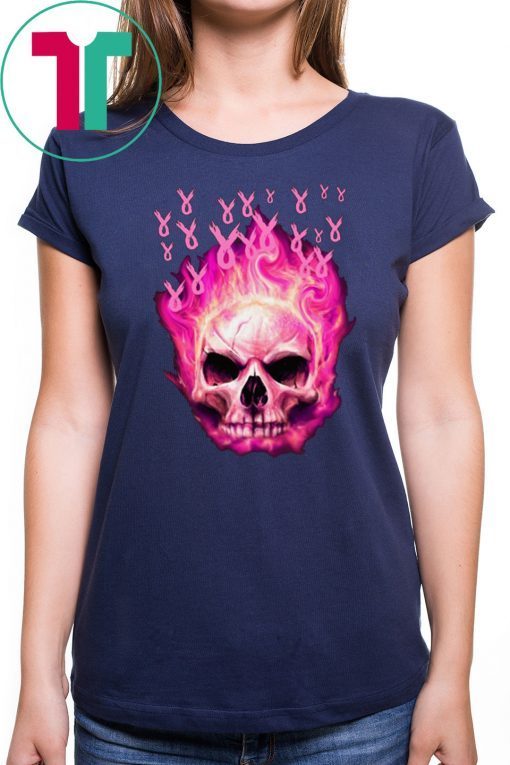 Breast cancer awareness fire skull Shirt