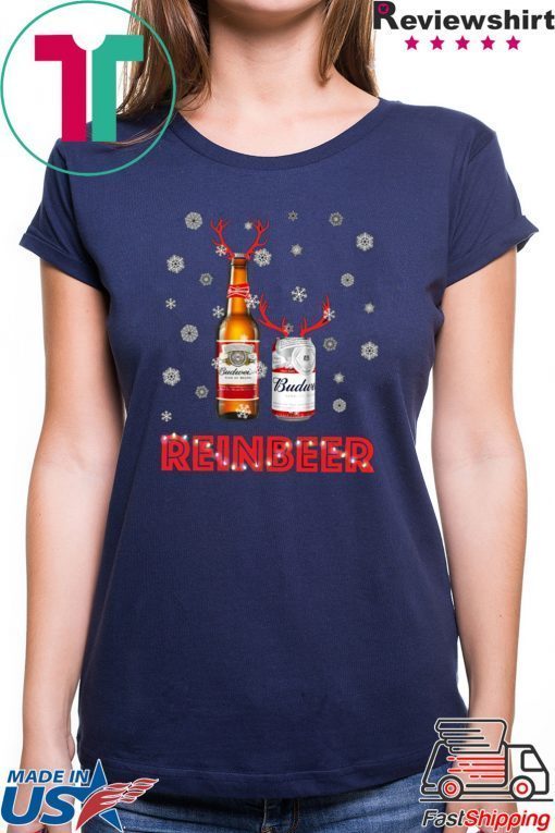 Budweiser Reinbeer Funny Beer Reindeer Christmas T-Shirt