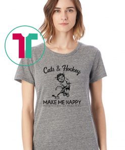 Cats and hockey make me happy humans make my head hurt Shirt