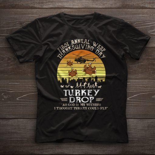 First Annual WKRP Thanksgiving Day Turkey Drop Vintage Retro T-Shirt, Thanksgiving turkey t-shirt, thanksgiving vintage, Thanksgiving gifts