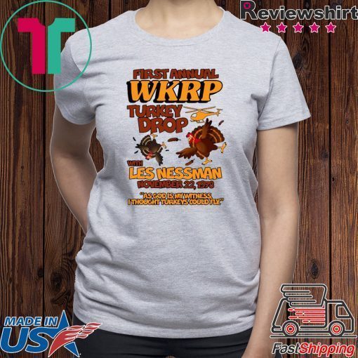 First Annual WKRP Turkey Drop Less Messman November 22 1978 Thanksgiving Offcial T-Shirt