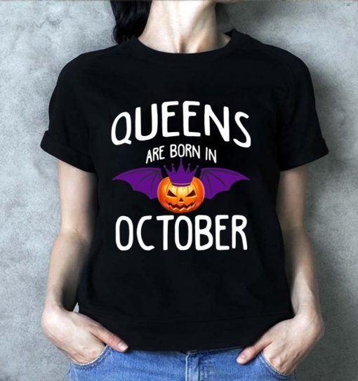 Halloween Pumpkin Batman Queens are born in October shirt