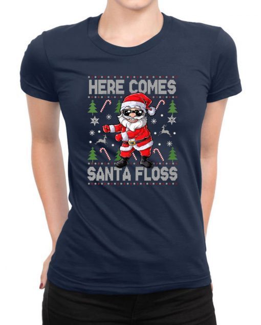 Here Comes Santa Floss Ugly Christmas Shirt