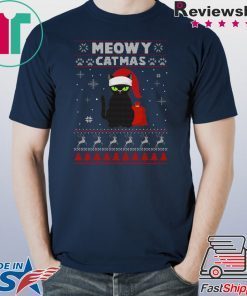 Meowy Christmas Ugly Sweater Crewneck Christmas T-Shirt